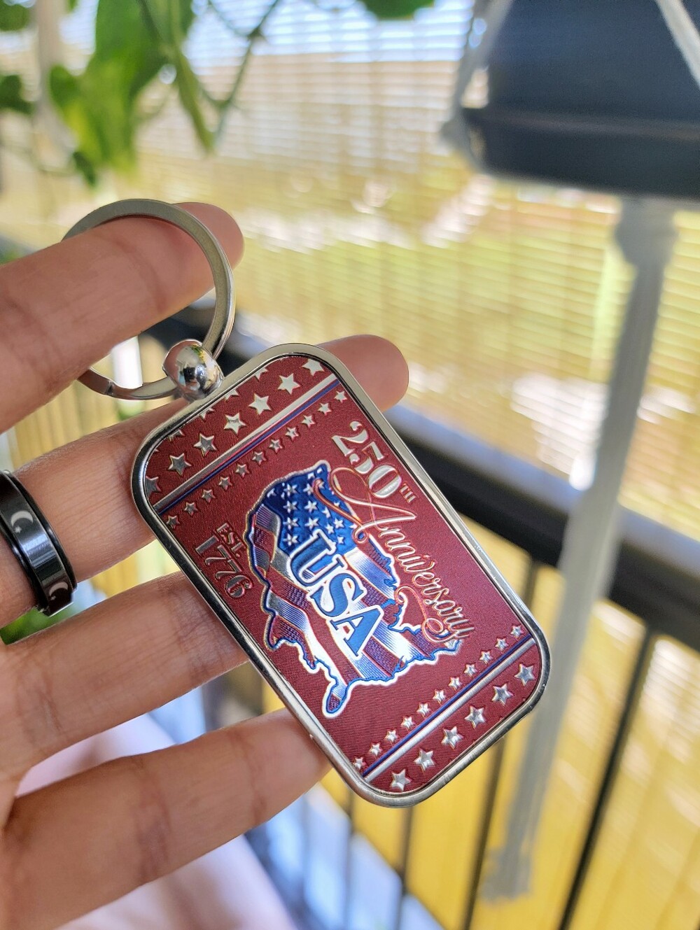 2 Left! USA 250th Anniversary Red Patriotic Keychain